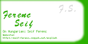 ferenc seif business card